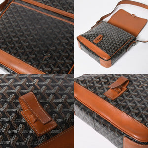 GOYARD ゴヤール グランブルー メッセンジャーバッグ GOS020072 ブラウン PVC レザー シルバー金具 美品 中古 4a009621