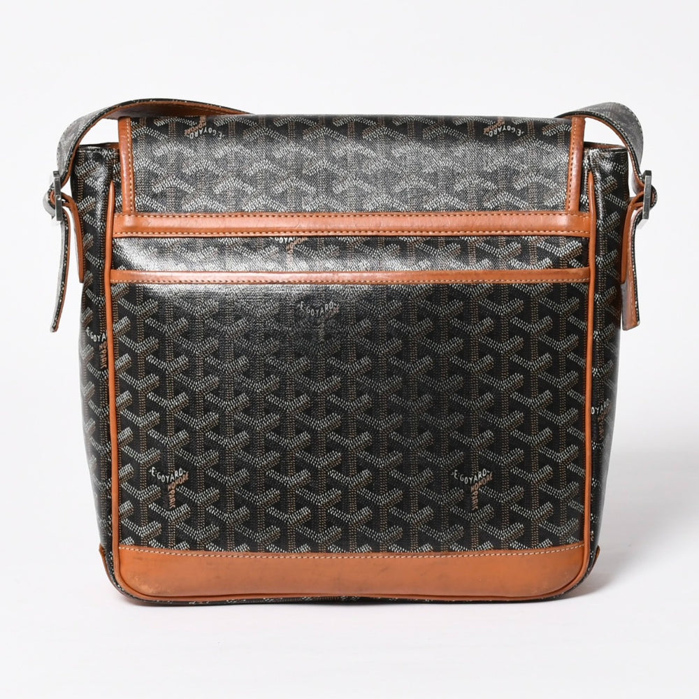 GOYARD ゴヤール グランブルー メッセンジャーバッグ GOS020072 ブラウン PVC レザー シルバー金具 美品 中古 4a009621