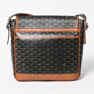 GOYARD ゴヤール グランブルー メッセンジャーバッグ GOS020072 ブラウン PVC レザー シルバー金具 美品 中古 4a009621