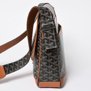GOYARD ゴヤール グランブルー メッセンジャーバッグ GOS020072 ブラウン PVC レザー シルバー金具 美品 中古 4a009621
