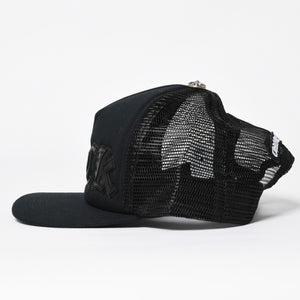 新品未使用 CHROME HEARTS クロムハーツ TRUCKER CAP トラッカー メッシュキャップ ONE SIZE 51-61cm FUCKパッチ ブラック 中古 4a009391