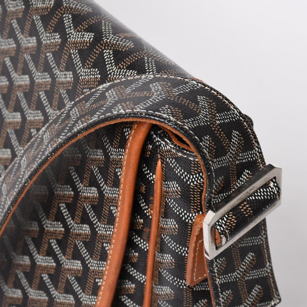 GOYARD ゴヤール グランブルー メッセンジャーバッグ GOS020072 ブラウン PVC レザー シルバー金具 美品 中古 4a009621