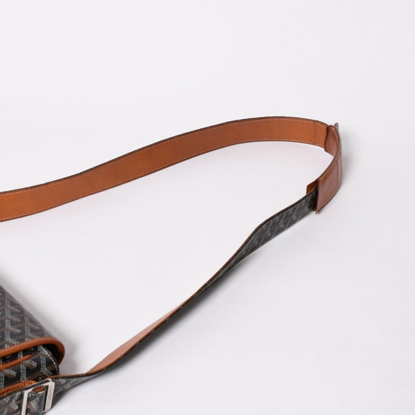 GOYARD ゴヤール グランブルー メッセンジャーバッグ GOS020072 ブラウン PVC レザー シルバー金具 美品 中古 4a009621