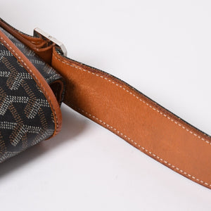 GOYARD ゴヤール グランブルー メッセンジャーバッグ GOS020072 ブラウン PVC レザー シルバー金具 美品 中古 4a009621