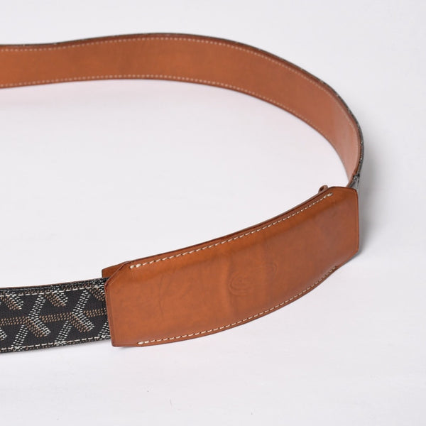 GOYARD ゴヤール グランブルー メッセンジャーバッグ GOS020072 ブラウン PVC レザー シルバー金具 美品 中古 4a009621