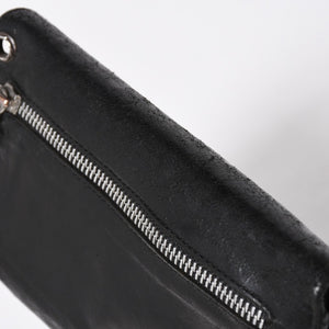 CHROME HEARTS クロムハーツ WAVE CROSS BTN ウェーブ クロスボールボタン デストロイレザーウォレット 長財布 ブラック 美品 中古 4a009622