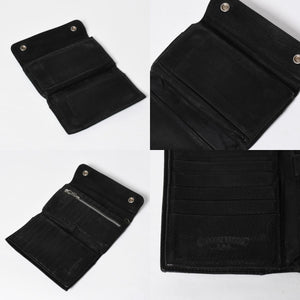 CHROME HEARTS クロムハーツ WAVE CROSS BTN ウェーブ クロスボールボタン デストロイレザーウォレット 長財布 ブラック 美品 中古 4a009622