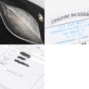 CHROME HEARTS クロムハーツ WAVE CROSS BTN ウェーブ クロスボールボタン デストロイレザーウォレット 長財布 ブラック 美品 中古 4a009622