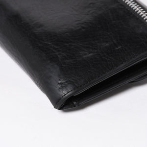 CHROME HEARTS クロムハーツ WAVE CROSS BTN ウェーブ クロスボールボタン レザーウォレット 長財布 ダガー ブラック 美品 中古 4a009609
