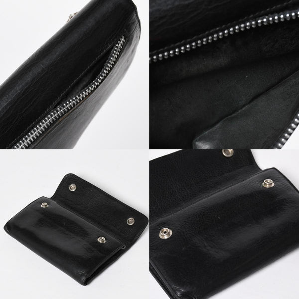 CHROME HEARTS クロムハーツ WAVE CROSS BTN ウェーブ クロスボールボタン レザーウォレット 長財布 ダガー ブラック 美品 中古 4a009609