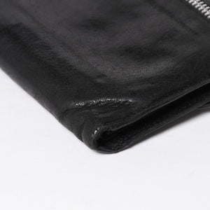 CHROME HEARTS クロムハーツ WAVE CROSS BTN ウェーブ クロスボールボタン デストロイレザーウォレット 長財布 ブラック 美品 中古 4a009623