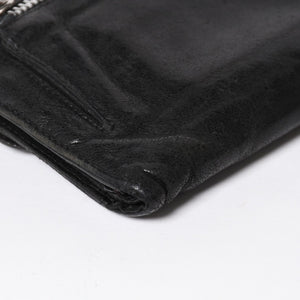 CHROME HEARTS クロムハーツ WAVE CROSS BTN ウェーブ クロスボールボタン デストロイレザーウォレット 長財布 ブラック 美品 中古 4a009623