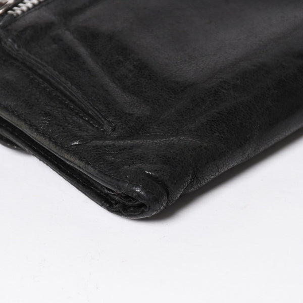 CHROME HEARTS クロムハーツ WAVE CROSS BTN ウェーブ クロスボールボタン デストロイレザーウォレット 長財布 ブラック 美品 中古 4a009623