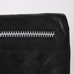CHROME HEARTS クロムハーツ WAVE CROSS BTN ウェーブ クロスボールボタン デストロイレザーウォレット 長財布 ブラック 美品 中古 4a009623