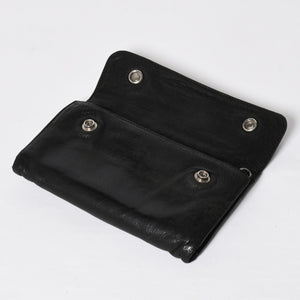 CHROME HEARTS クロムハーツ WAVE CROSS BTN ウェーブ クロスボールボタン デストロイレザーウォレット 長財布 ブラック 美品 中古 4a009623