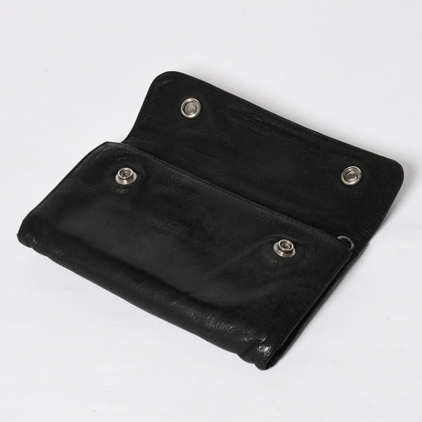 CHROME HEARTS クロムハーツ WAVE CROSS BTN ウェーブ クロスボールボタン デストロイレザーウォレット 長財布 ブラック 美品 中古 4a009623