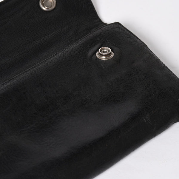 CHROME HEARTS クロムハーツ WAVE CROSS BTN ウェーブ クロスボールボタン デストロイレザーウォレット 長財布 ブラック 美品 中古 4a009623