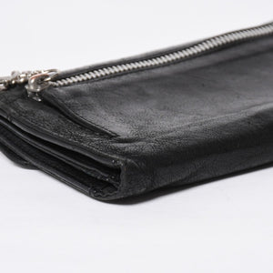CHROME HEARTS クロムハーツ WAVE CROSS BTN ウェーブ クロスボールボタン デストロイレザーウォレット 長財布 ブラック 美品 中古 4a009622