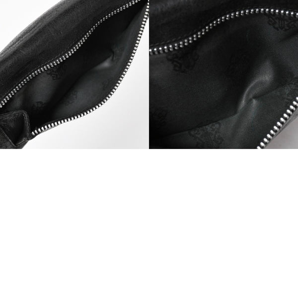 CHROME HEARTS クロムハーツ WAVE CROSS BTN ウェーブ クロスボールボタン デストロイレザーウォレット 長財布 ブラック 美品 中古 4a009623