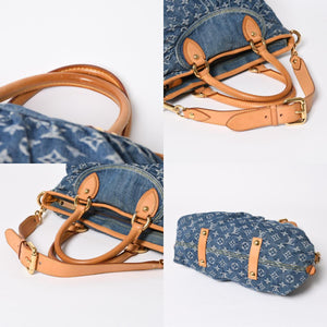 極美品 LOUIS VUITTON ルイヴィトン ネオカヴィMM ハンドバッグ ショルダーバッグ M95349 2WAY モノグラム デニム ゴールド金具 中古 4a009627