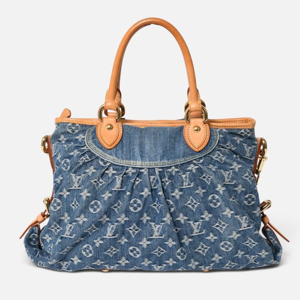 極美品 LOUIS VUITTON ルイヴィトン ネオカヴィMM ハンドバッグ ショルダーバッグ M95349 2WAY モノグラム デニム ゴールド金具 中古 4a009627