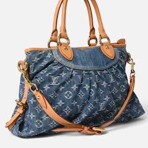 極美品 LOUIS VUITTON ルイヴィトン ネオカヴィMM ハンドバッグ ショルダーバッグ M95349 2WAY モノグラム デニム ゴールド金具 中古 4a009627