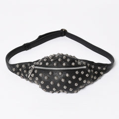 極美品 CHROME HEARTS クロムハーツ スナットパック ピラミッド クロスボールスタッズ ボディバッグ ダガージップ レザー ブラック 中古 4a009368