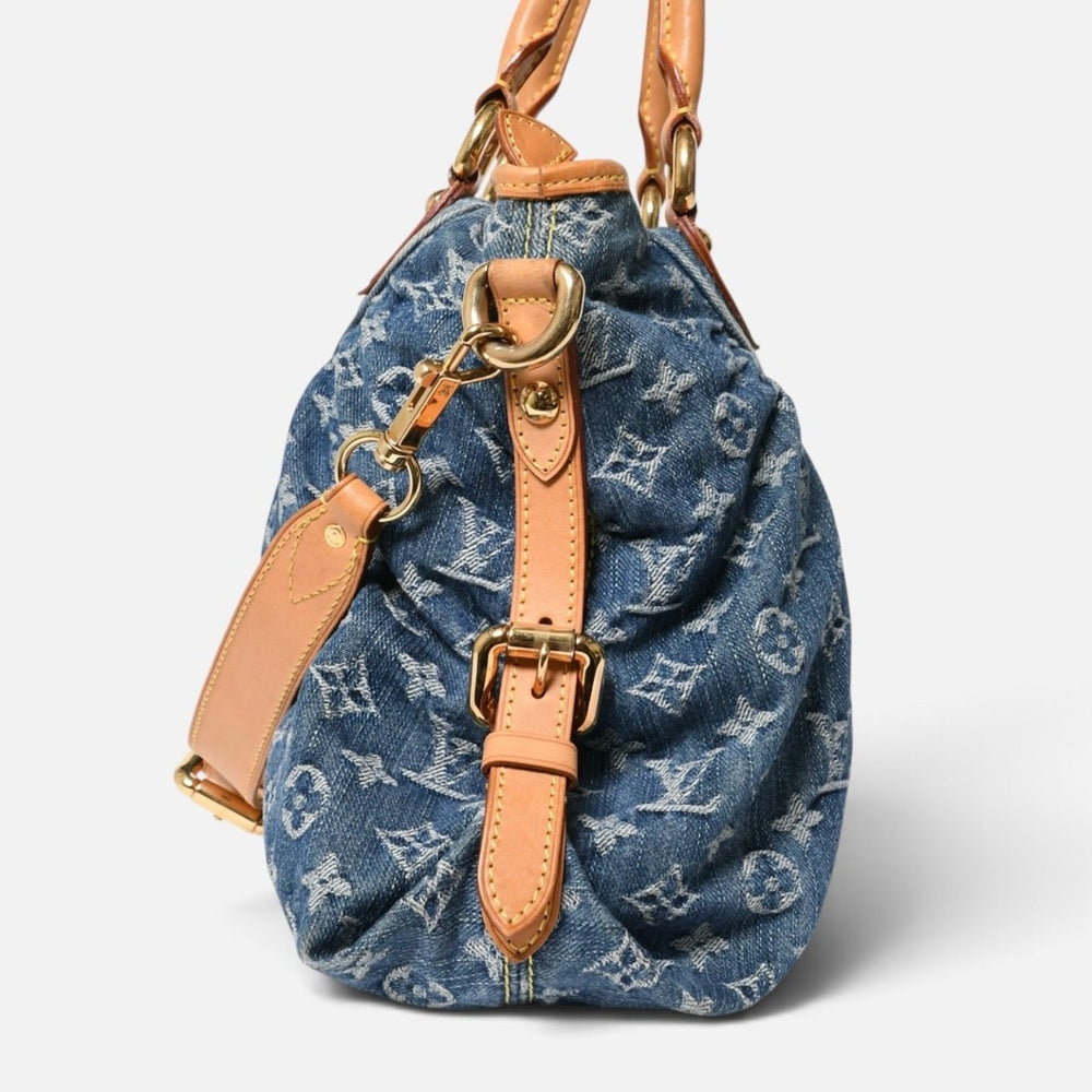 極美品 LOUIS VUITTON ルイヴィトン ネオカヴィMM ハンドバッグ ショルダーバッグ M95349 2WAY モノグラム デニム ゴールド金具 中古 4a009627
