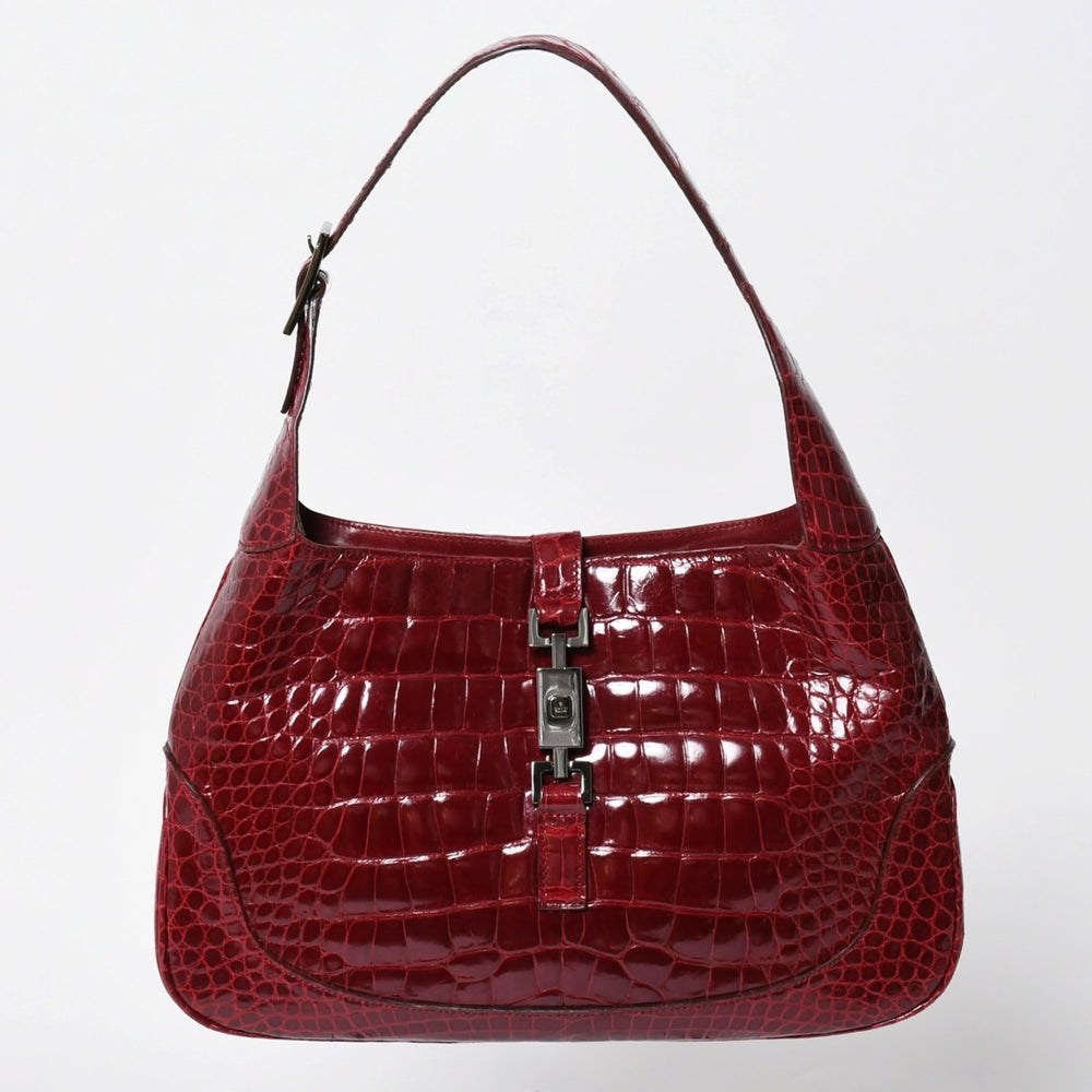 極美品 GUCCI グッチ JACKIE ジャッキー ワンショルダーバッグ 00963 ボルドー ガンメタ金具 中古 4a009631