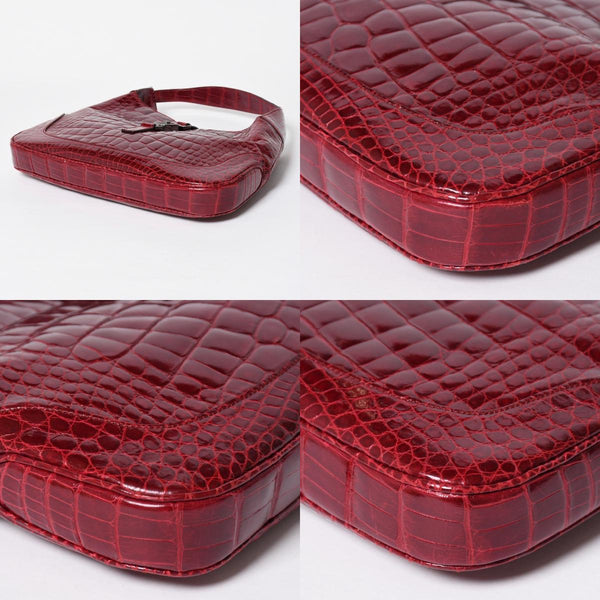 極美品 GUCCI グッチ JACKIE ジャッキー ワンショルダーバッグ 00963 ボルドー ガンメタ金具 中古 4a009631