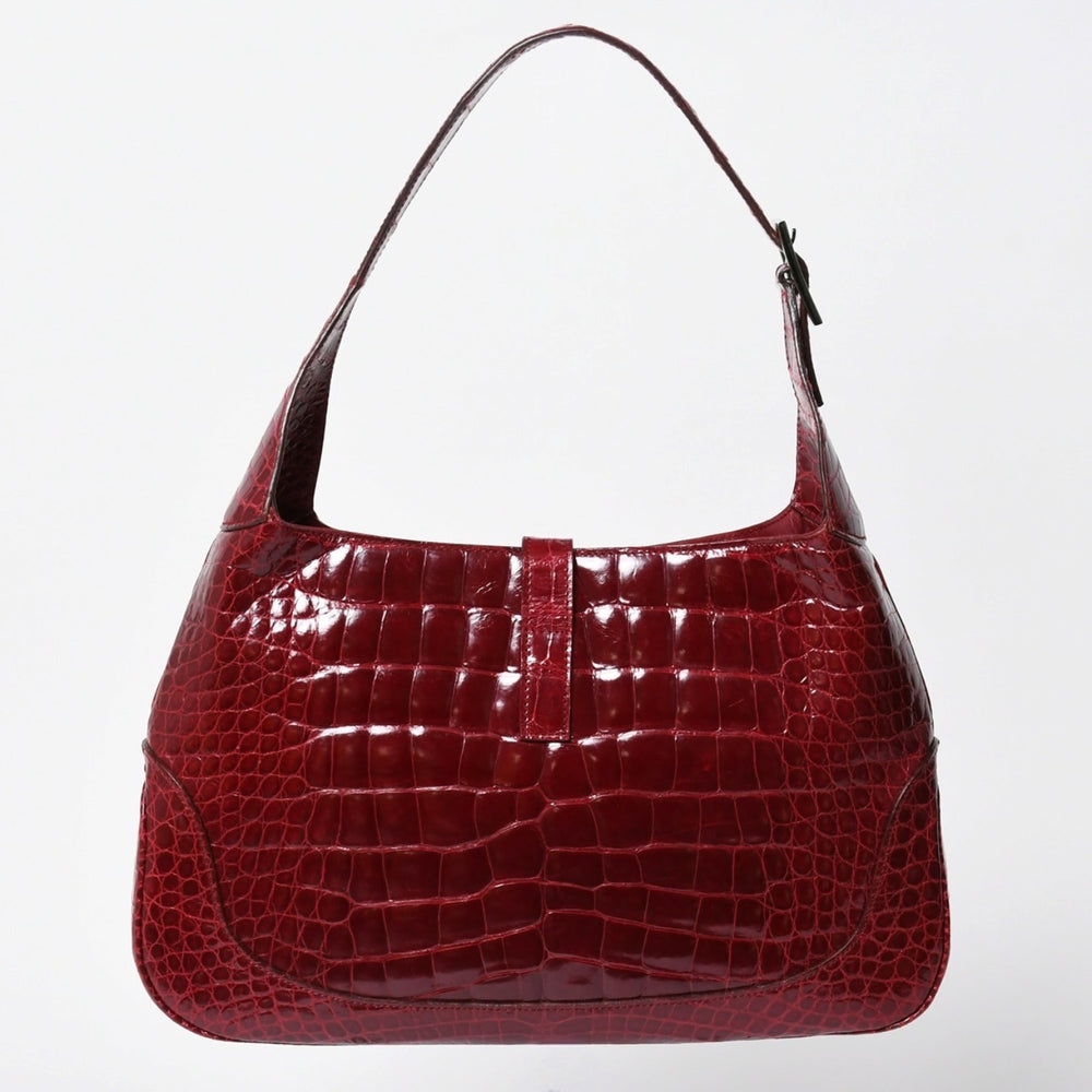 極美品 GUCCI グッチ JACKIE ジャッキー ワンショルダーバッグ 00963 ボルドー ガンメタ金具 中古 4a009631