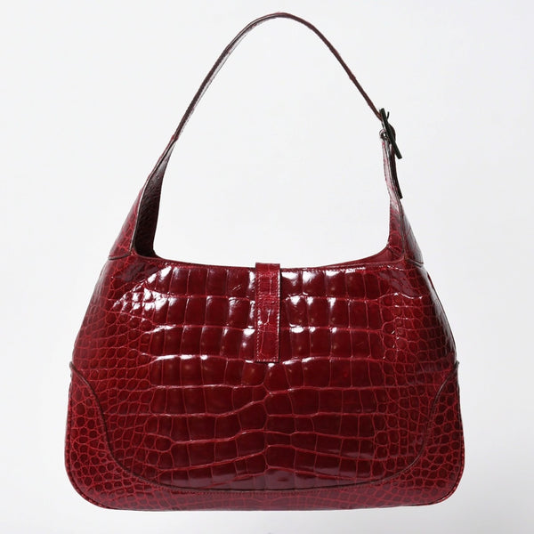 極美品 GUCCI グッチ JACKIE ジャッキー ワンショルダーバッグ 00963 ボルドー ガンメタ金具 中古 4a009631