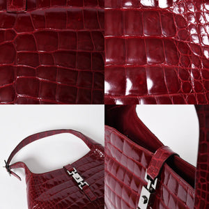 極美品 GUCCI グッチ JACKIE ジャッキー ワンショルダーバッグ 00963 ボルドー ガンメタ金具 中古 4a009631