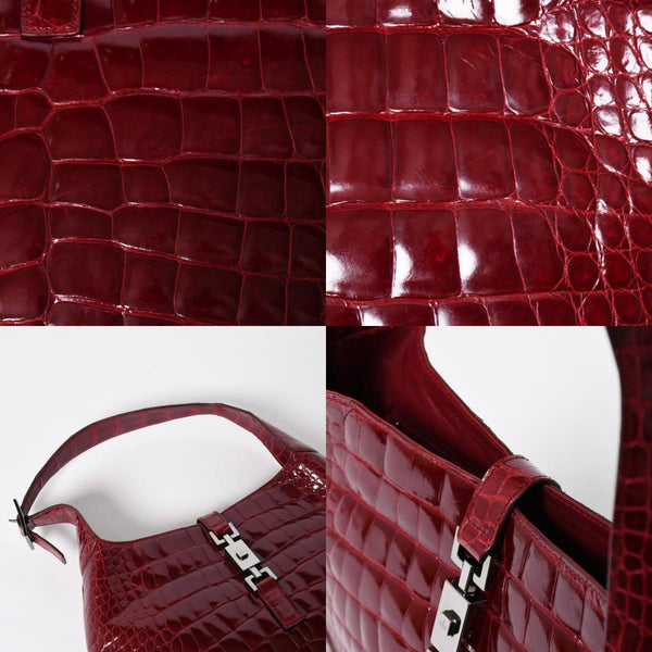 極美品 GUCCI グッチ JACKIE ジャッキー ワンショルダーバッグ 00963 ボルドー ガンメタ金具 中古 4a009631