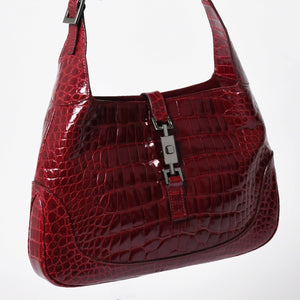 極美品 GUCCI グッチ JACKIE ジャッキー ワンショルダーバッグ 00963 ボルドー ガンメタ金具 中古 4a009631