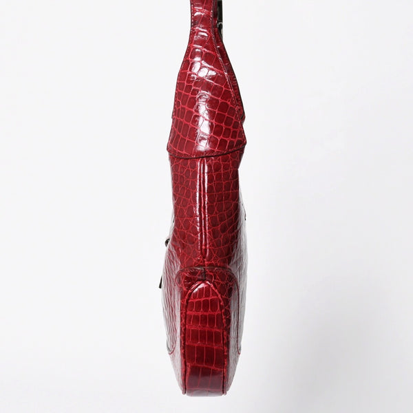 極美品 GUCCI グッチ JACKIE ジャッキー ワンショルダーバッグ 00963 ボルドー ガンメタ金具 中古 4a009631