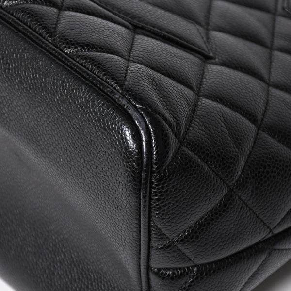 Very good condition CHANEL Chanel reproduction tote tote bag No. 7 here mark caviar skin black gold hardware used 4a009703
