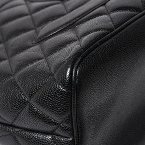 Very good condition CHANEL Chanel reproduction tote tote bag No. 7 here mark caviar skin black gold hardware used 4a009703