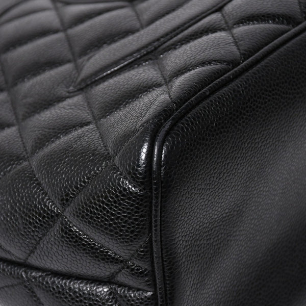 Very good condition CHANEL Chanel reproduction tote tote bag No. 7 here mark caviar skin black gold hardware used 4a009703