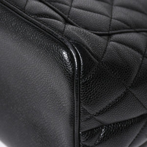 Very good condition CHANEL Chanel reproduction tote tote bag No. 7 here mark caviar skin black gold hardware used 4a009703