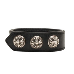 CHROME HEARTS クロムハーツ 3BTN 2SNP 3ボタン 2スナップ レザーブレスレット 重量約36.86g 全長24.5cm クロスボール 美品 中古 4a000967