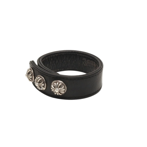 CHROME HEARTS クロムハーツ 3BTN 2SNP 3ボタン 2スナップ レザーブレスレット 重量約36.86g 全長24.5cm クロスボール 美品 中古 4a000967