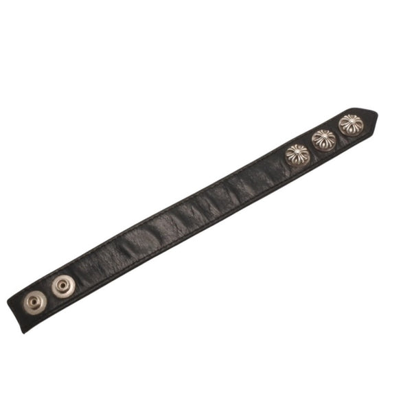CHROME HEARTS クロムハーツ 3BTN 2SNP 3ボタン 2スナップ レザーブレスレット 重量約36.86g 全長24.5cm クロスボール 美品 中古 4a000967