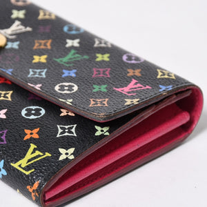 LOUIS VUITTON ルイヴィトン 長財布 M93747 ポルトフォイユ・サラ ブラック マルチカラー ゴールド金具 M93747 美品 中古 4a009654