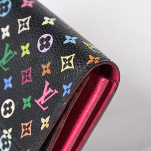 LOUIS VUITTON ルイヴィトン 長財布 M93747 ポルトフォイユ・サラ ブラック マルチカラー ゴールド金具 M93747 美品 中古 4a009654