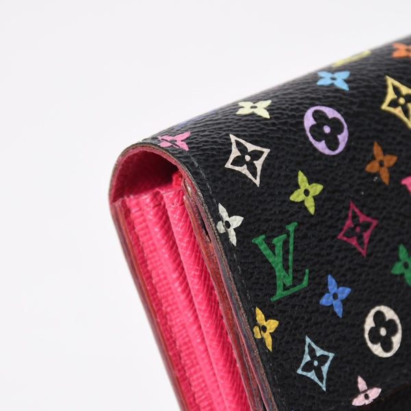 LOUIS VUITTON ルイヴィトン 長財布 M93747 ポルトフォイユ・サラ ブラック マルチカラー ゴールド金具 M93747 美品 中古 4a009654
