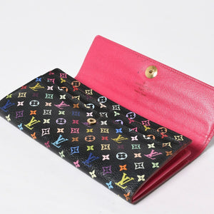 LOUIS VUITTON ルイヴィトン 長財布 M93747 ポルトフォイユ・サラ ブラック マルチカラー ゴールド金具 M93747 美品 中古 4a009654