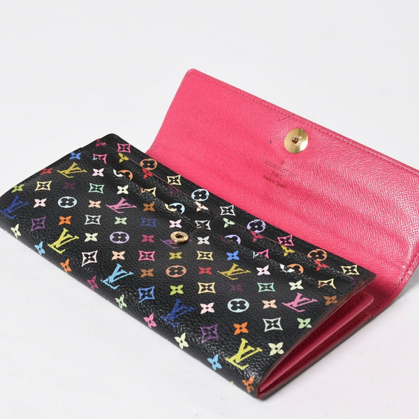 LOUIS VUITTON ルイヴィトン 長財布 M93747 ポルトフォイユ・サラ ブラック マルチカラー ゴールド金具 M93747 美品 中古 4a009654