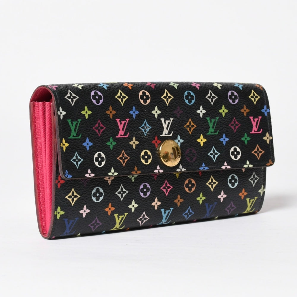LOUIS VUITTON ルイヴィトン 長財布 M93747 ポルトフォイユ・サラ ブラック マルチカラー ゴールド金具 M93747 美品 中古 4a009654