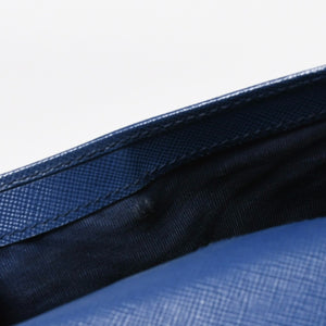 PRADA 二つ折り財布 財布 サファーノレザー ブルー ネイビー ターコイズブルー ゴールド金具 美品 中古 4a009664